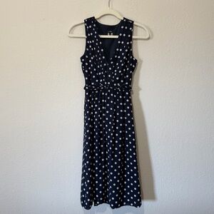 J. Crew Navy Polka Dotted Dress - 00